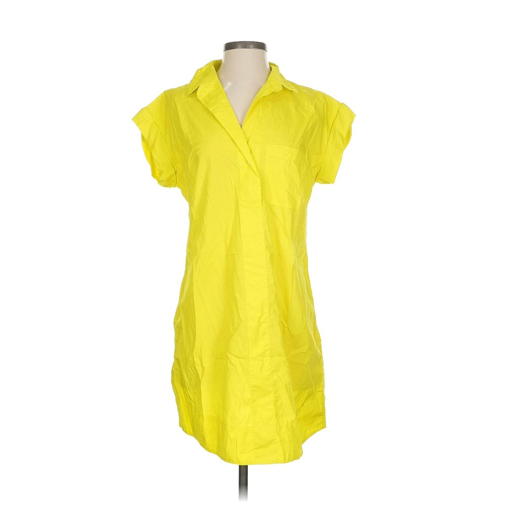 Oliphant Mini Collared Shirt Dress Yellow Size Small